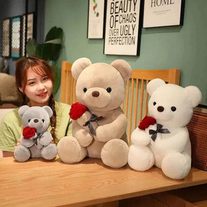 Nouvelles Jolies Roses Câlin Ours en Peluche Animaux Doux Poupées Joli Cadeau d'Anniversaire Petite Amie Saint-Valentin