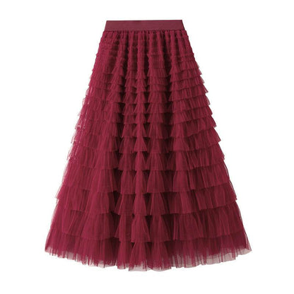 Cake Skirt Women's White Gauze long Layered tulle Skirt