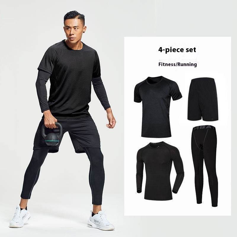 Fitness apparel - Quick Drying Workout clothes for men 4pcs Gym set wear