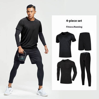 Fitness apparel - Quick Drying Workout clothes for men 4pcs Gym set wear