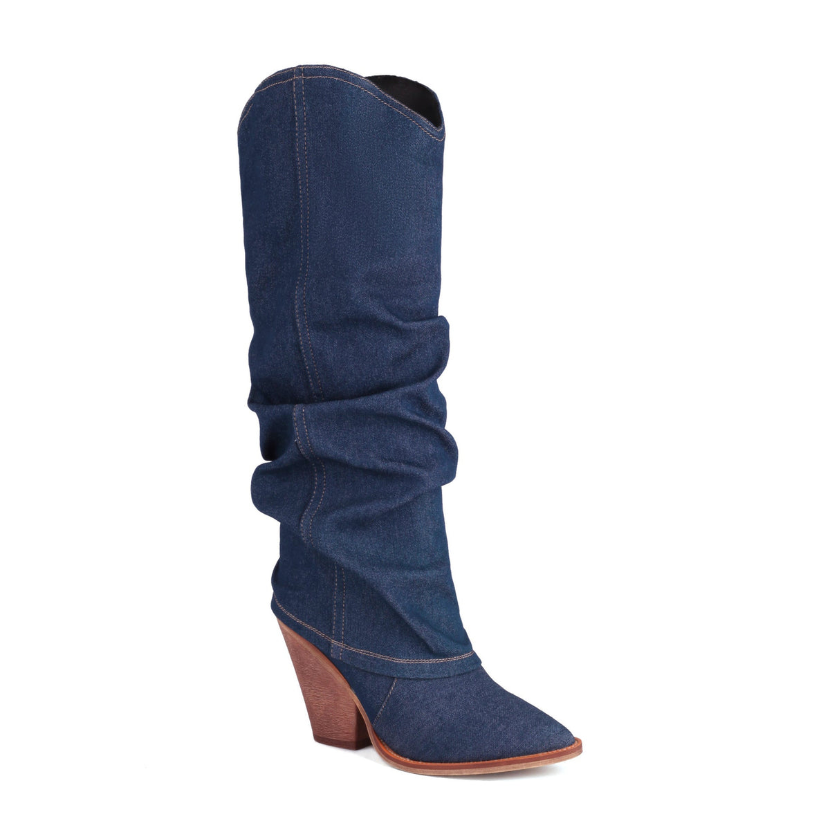 Women's Vintage Cowboy Boots – Pointed Toe Chunky Heel High Tube Fashion Boots