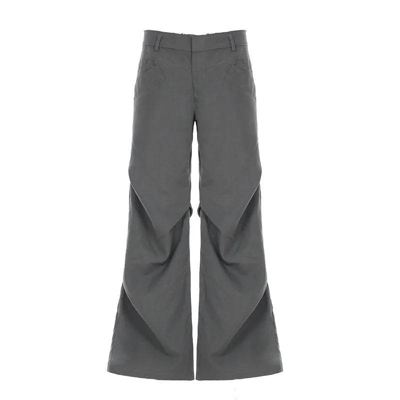 Pantalon large rétro ample taille basse de style européen et américain pour femme