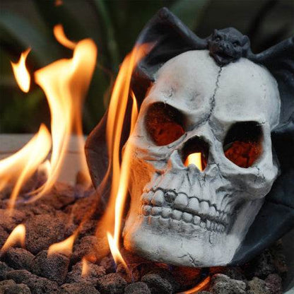 Halloween Décor - Fire Pit Demon Skull Gas Log For Ventless  Vent Free, Electric, Outdoor Fireplace And Fire Pit,