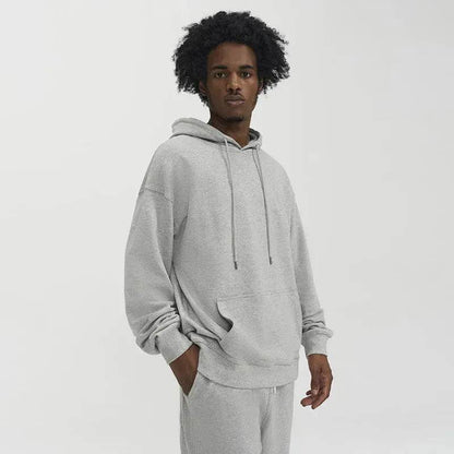 Plain Color American Retro Hoodie Pullover Sweatshirt Men
