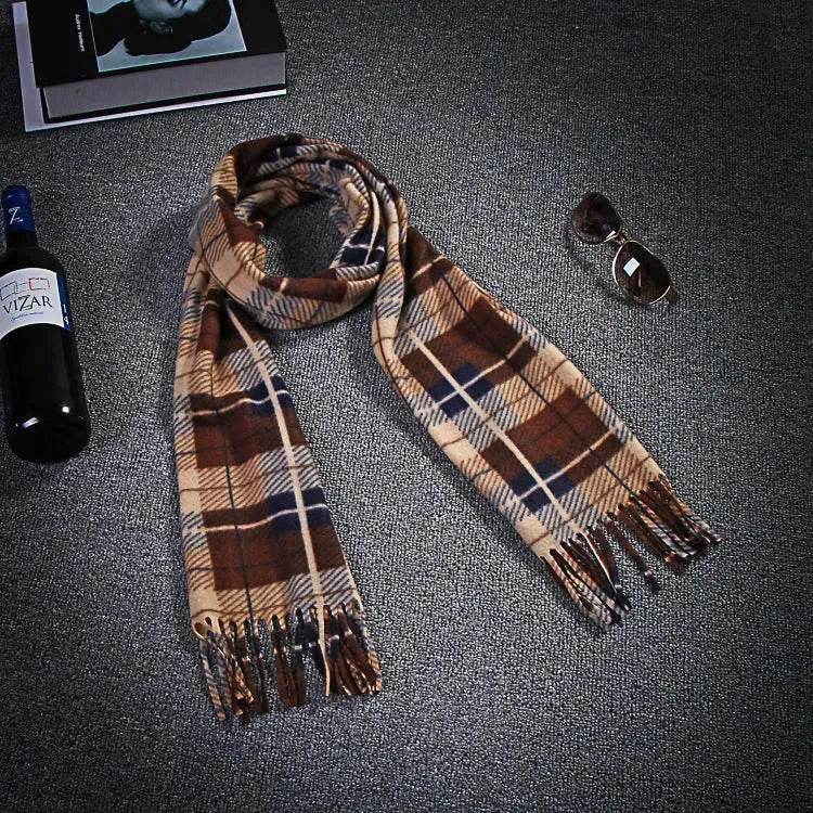 Handmade Autumn And Winter Velvet Fleece Plaid Scarf