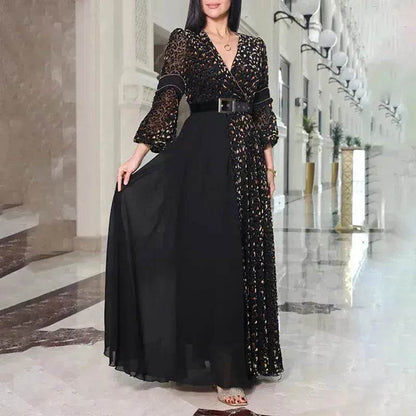 Deep V-neck Dress European And American Elegant Fashion Simple Charming