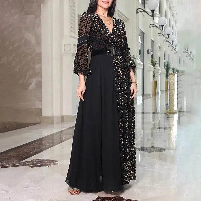 Deep V-neck Dress European And American Elegant Fashion Simple Charming