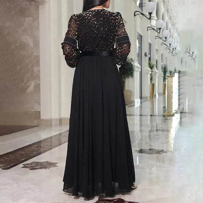Deep V-neck Dress European And American Elegant Fashion Simple Charming