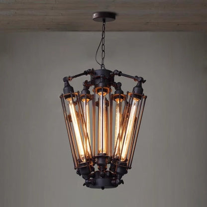 Restaurant Bar Counter Cafe Retro Nostalgic Iron Small Iron Cage Chandelier