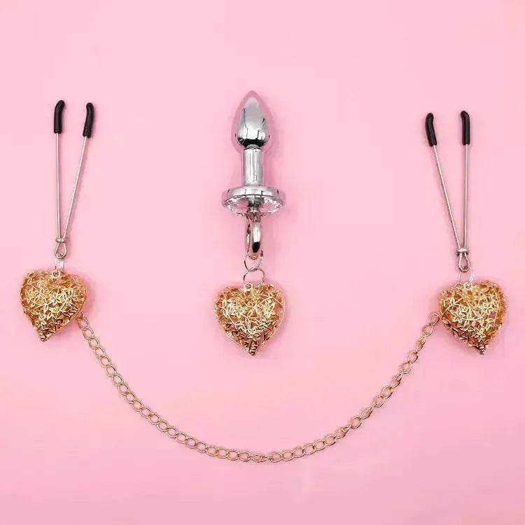 Love Chain Sex Toys Bell For Women Nipple Clamp Anal Plug
