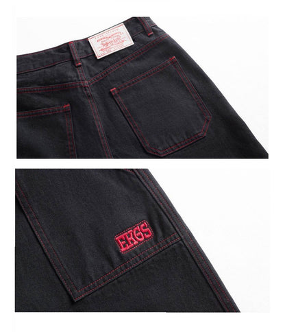 Contraste de couleurs noir et rouge pour des vêtements de travail avec pantalon à poches