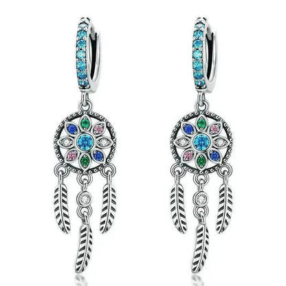 Dream Catcher Dangle Drop Butterfly Chandelier Earrings