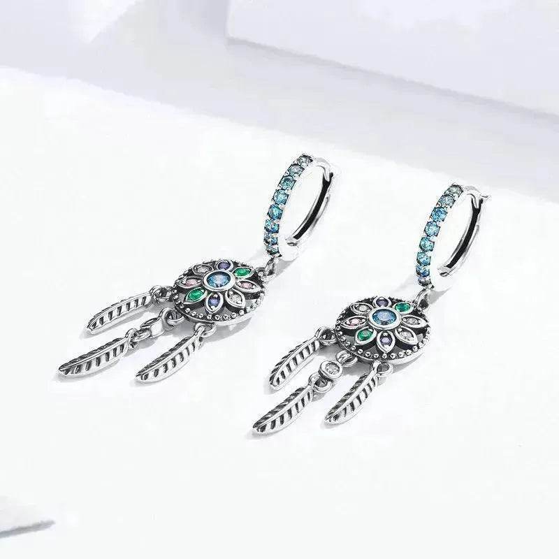 Dream Catcher Dangle Drop Butterfly Chandelier Earrings