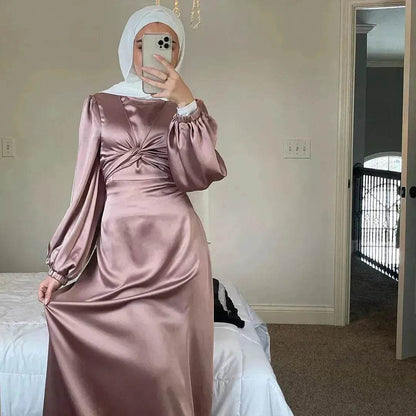 Dubai Middle East Kaftan Abaya Turkey Satin Dress.