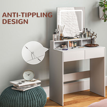 Zee Makeup Vanity Desk with LED Lights-White