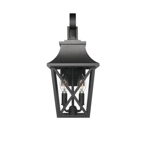 Applique Murale Extérieure Noire 2 Lumières, Grands Luminaires Muraux Extérieurs Modernes, Applique Murale de Porche Industrielle avec Verre, Éclairage Extérieur de Ferme Étanche