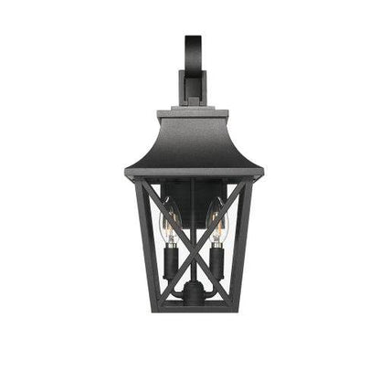 Applique Murale Extérieure Noire 2 Lumières, Grands Luminaires Muraux Extérieurs Modernes, Applique Murale de Porche Industrielle avec Verre, Éclairage Extérieur de Ferme Étanche