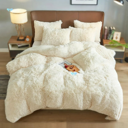 4PCs Plush Duvet Cover Set Luxury Ultra Soft Velvet Duvet