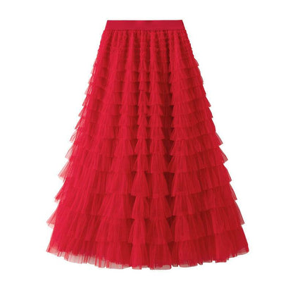 Cake Skirt Women's White Gauze long Layered tulle Skirt