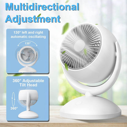 Portable Desk Fan Rechargeable Oscillating Tilting Fan With 4 Speeds 360 Degree