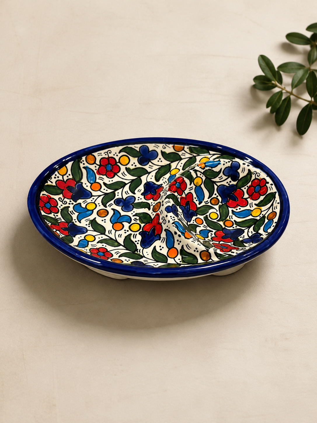 Handcrafted Ceramic Olive & Oil Appetizer Plate | Serving dish | Available in Various Patterns