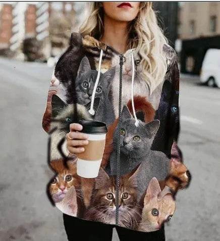 Printed Anime Cartoon Casual Fashion Zip up Hoodie Cardigan women