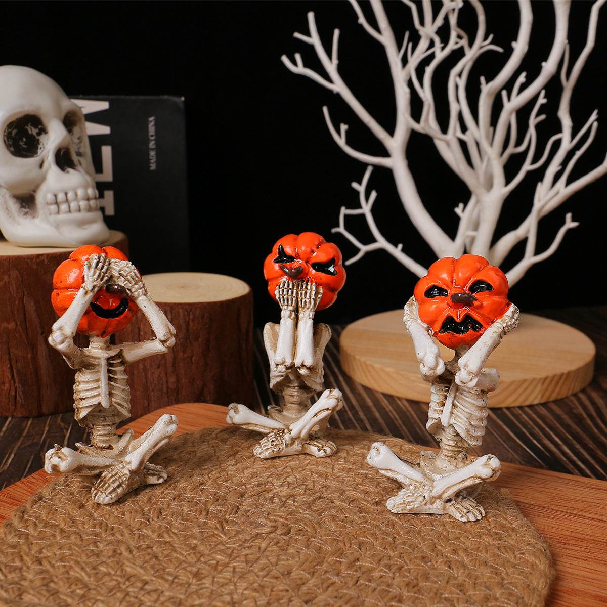 Ornements de poupée tête de citrouille en forme de crâne, accessoires de décoration d'Halloween pour la maison