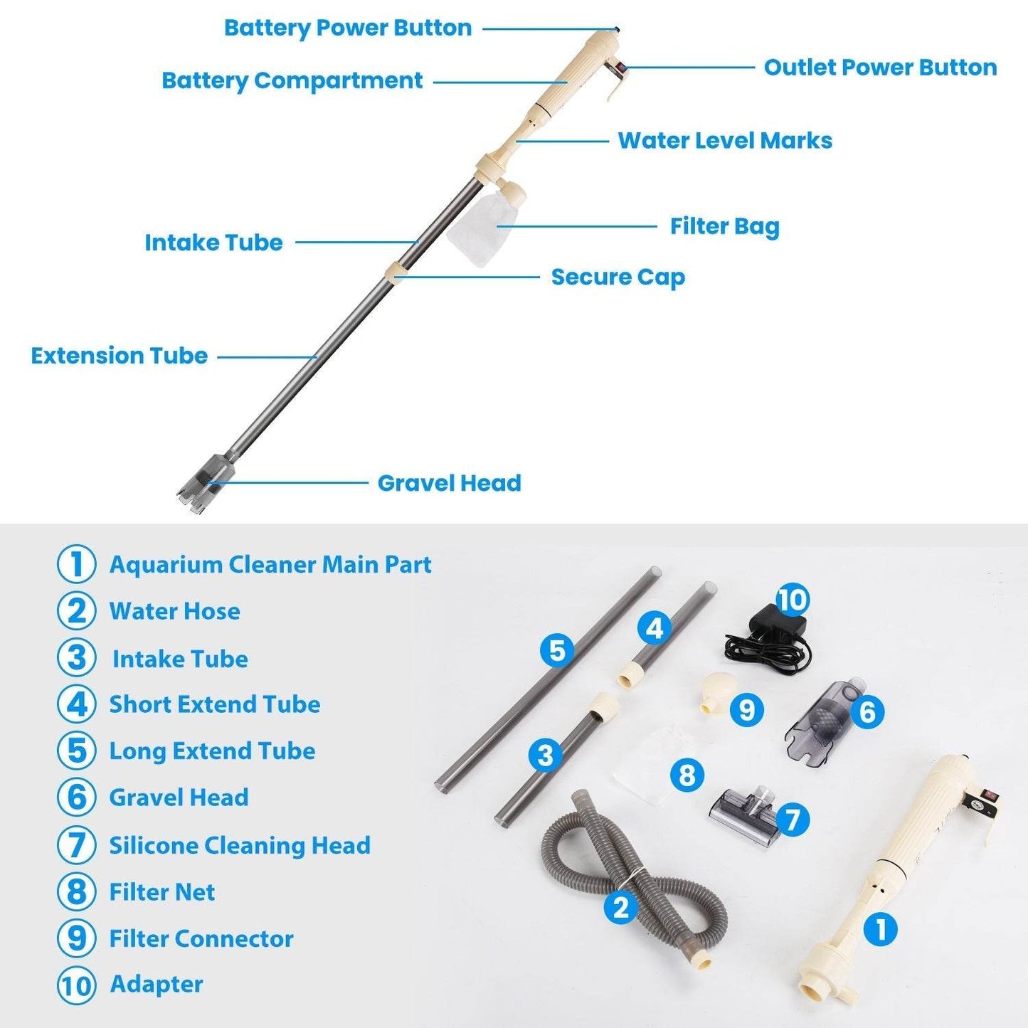 Powerful Electric Aquarium Vacuum Gravel Cleaner