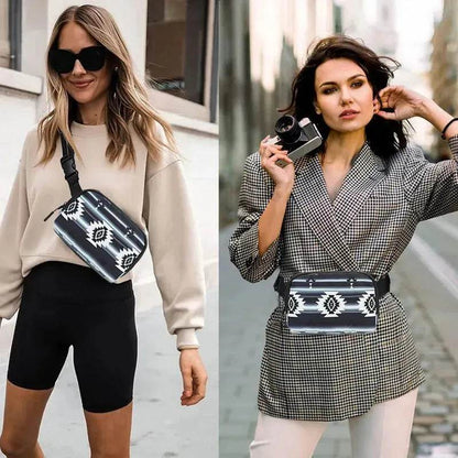 Nouveau sac banane à imprimé bohème avec bandoulière réglable, sac à bandoulière décontracté et tendance pour femme, idéal pour le sport et les activités de plein air