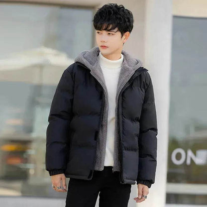 Polar Fleece Hooded  Winter Rain Puffer Jacket for Men
