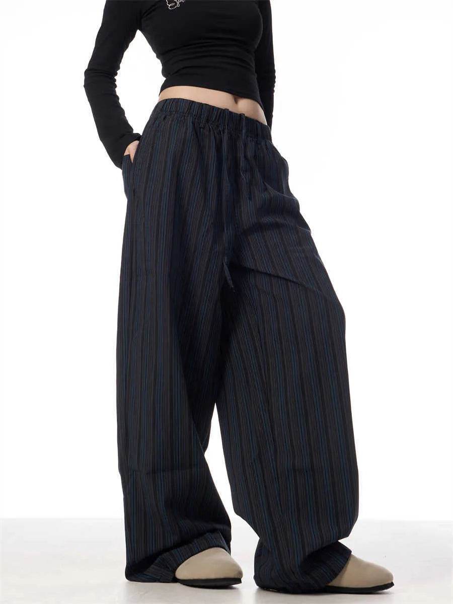 Pantalon large et ample décontracté en machette rayé American Vintage pour femme