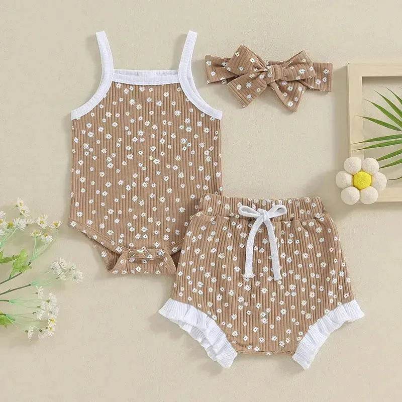 Barboteuse décontractée pour nouveau-né fille avec bandeau à nœud papillon - Ensemble deux pièces pour bébé fille