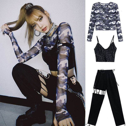 Party Club Dance Hip pop style Two piece Outfit set women