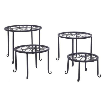 Metal Plant Stand 4 In 1 Potted Irons Planter Supports Floor Flower Pot Round Rack Display