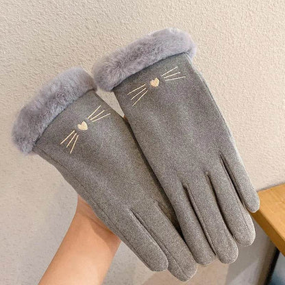 Gants d'équitation en daim matelassés, doublés polaire, chauds et mignons
