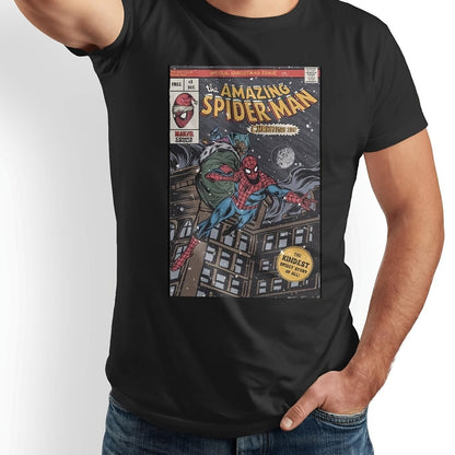 Authorized Disney Marvel Spider-Man Stitch Pooh Bear Graphic Adult Classic Characters Avengers Superhero Theme Men's T-Shirt