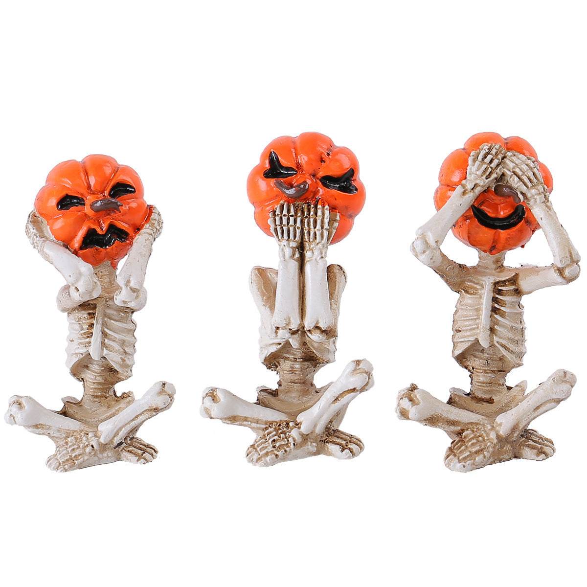 Ornements de poupée tête de citrouille en forme de crâne, accessoires de décoration d'Halloween pour la maison