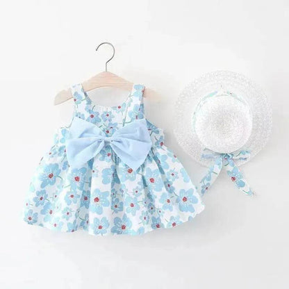 Casual Newborn Baby girl Printed Bow Princess Dress