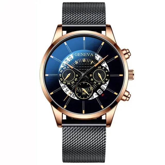 Montre calendrier en maille alliage