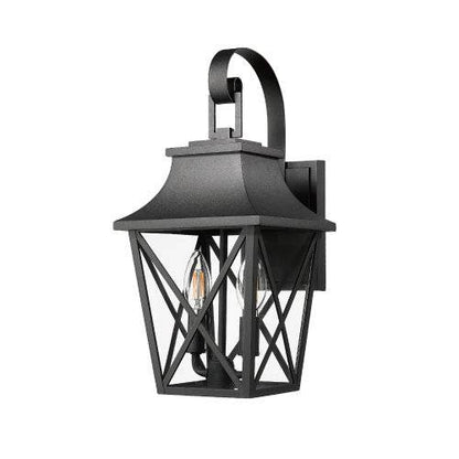 Applique Murale Extérieure Noire 2 Lumières, Grands Luminaires Muraux Extérieurs Modernes, Applique Murale de Porche Industrielle avec Verre, Éclairage Extérieur de Ferme Étanche