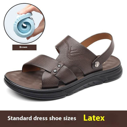 Men’s Breathable Genuine Leather Beach Shoes – Soft Sole Casual Loafers for Middle-Aged & Seniors