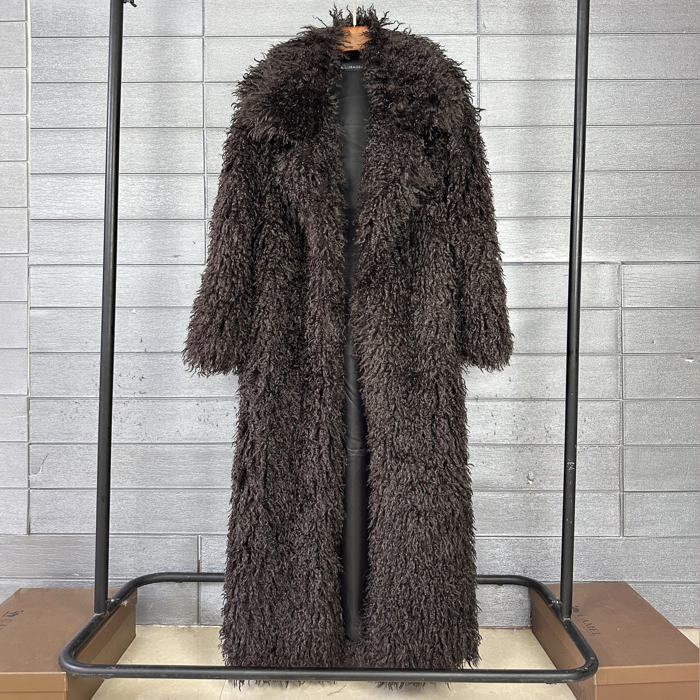Women's Elongated Faux Fur Coat with Tailored Lapel