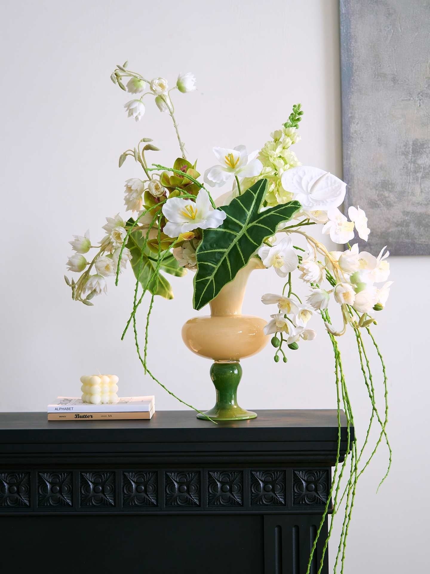 French-Style Flower Vase & Bouquet Decor – Elegant Table Centerpiece for Dining Room, Living Room & Weddings