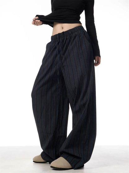 Pantalon large et ample décontracté en machette rayé American Vintage pour femme