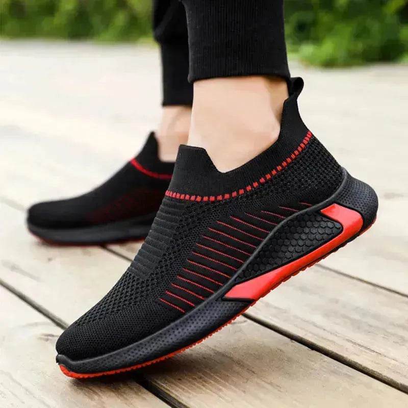 Chaussures Chaussettes en Maille Tendance avec Motif Rayé pour Homme, Baskets Respirantes à Enfiler, Chaussures de Course Légères Décontractées