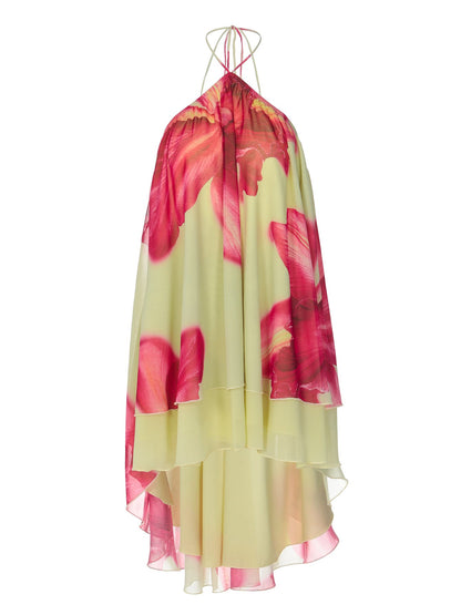 Women's Spring Summer Floral Asymmetrical Backless Resort Dress