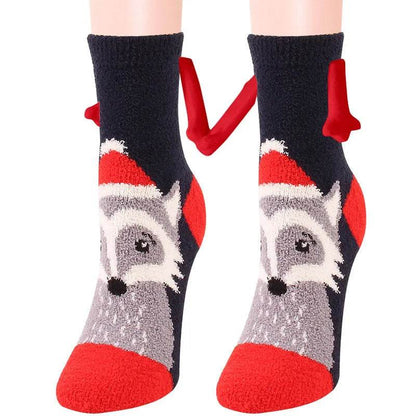 Soft Carton Christmas-themed Fleece Winter Home socks for Women