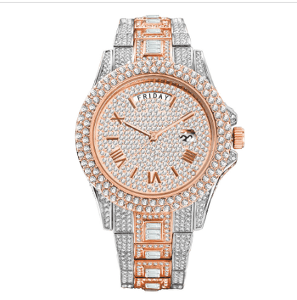 Montre entièrement sertie de cristaux glacés