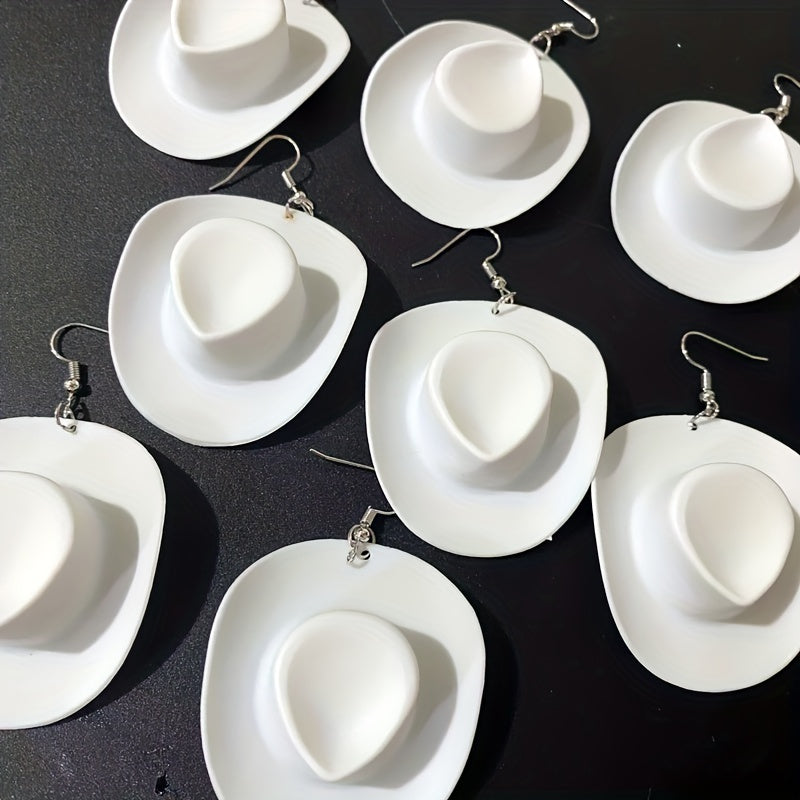 1 paire de boucles d'oreilles pendantes fantaisie en forme de chapeau de cowboy disco - Bijoux fantaisie amusants pour filles et femmes - Idée cadeau unique pour anniversaire, Noël ou toute autre célébration