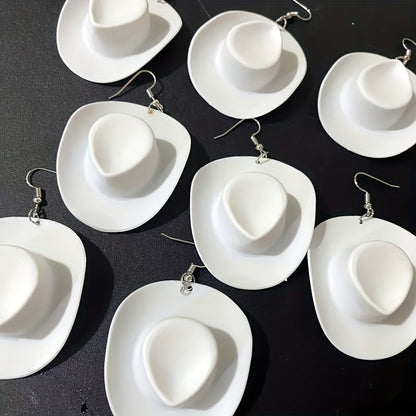 1 paire de boucles d'oreilles pendantes fantaisie en forme de chapeau de cowboy disco - Bijoux fantaisie amusants pour filles et femmes - Idée cadeau unique pour anniversaire, Noël ou toute autre célébration